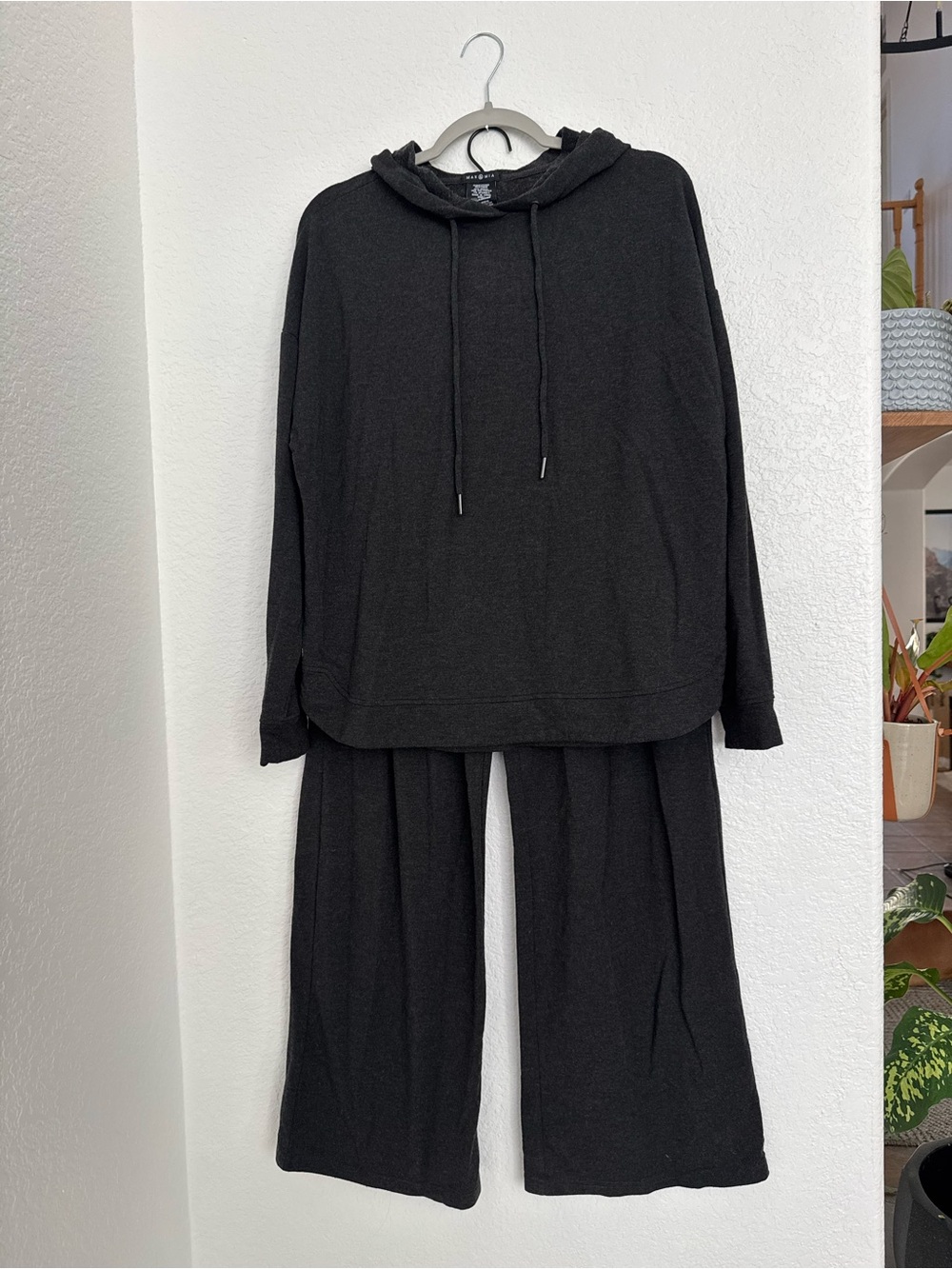 MIA Black Wide-Leg Knit Pants with Matching Hoodie